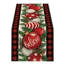 CuiLiyq Christmas Table Runner, Red and Black Buffalo Check Plaid Seasonal Winter Xmas Holiday Dinner Runner, for Home Kitchen Dining Table Decoration (72" x 12")