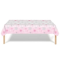 CuiLiyq Christmas Tablecloth, 108" x 54"Plastic Tablecloth With Snowflake Decoration, Table Cover for Home Holiday Banquet Dining Room Decor (Pink)