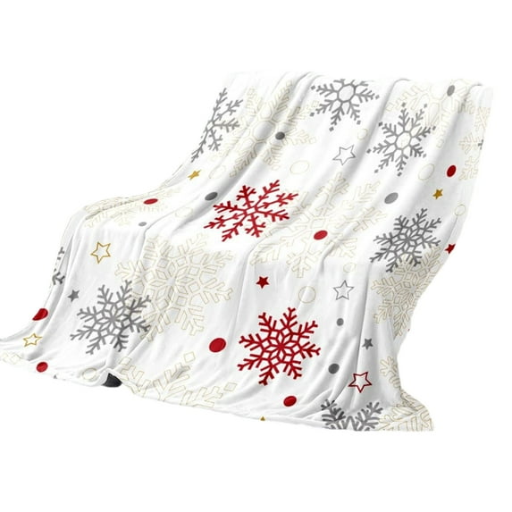 CuiLiyq Christmas Throw Blanket, Snowflake Fleece Throw Blanket, Winter Holiday Lightweight Decorative Blankets Soft Cozy Throw Blankets, for Home Sofa (51.2" x 39.4")