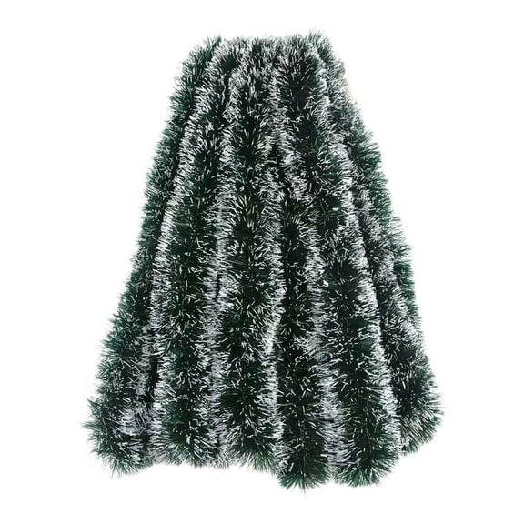 CuiLiyq Christmas Tinsel Garland Green White Snow on Pine Decorations, Indoor Snowy Twist Garland Frost Tip Xmas Tree Shiny Wreath Wrap Hanging Decor (6.56 Ft)