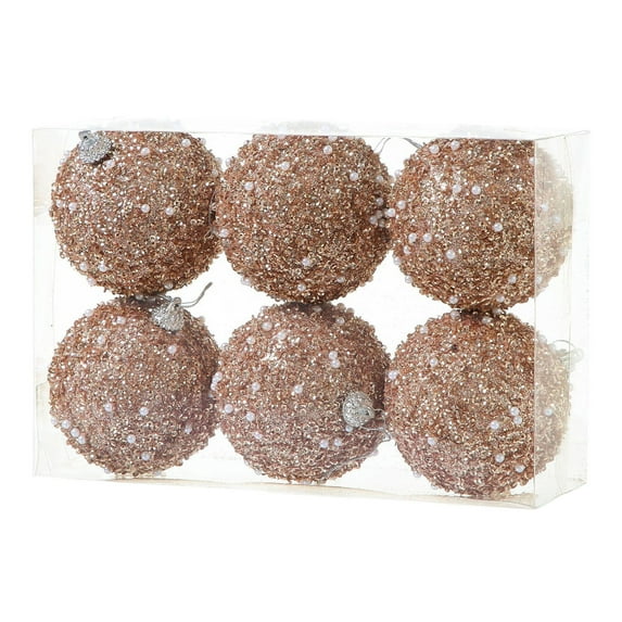 CuiLiyq Christmas Tree Ball Pendent, 6 PCS 3.14" Foam Christmas Ball Suit, For Home Holiday Wedding Party Decoration and Christmas Gifts (Gold)