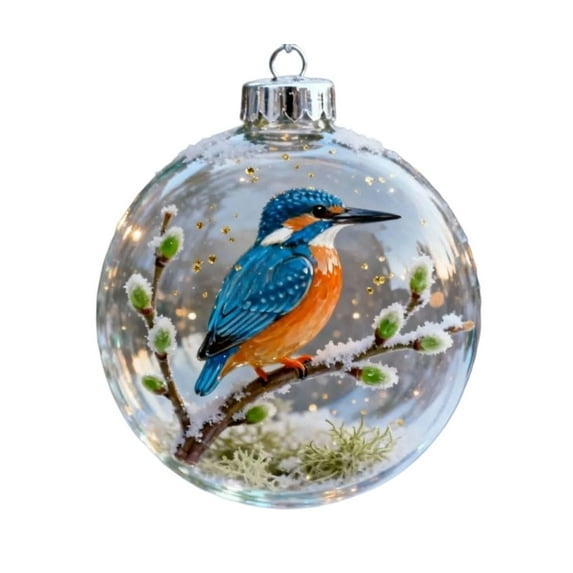 CuiLiyq Christmas Tree Bird Decoration Pendant, Acrylic Circular Pendant With Bird And Animal Prints, For Home Holiday Wedding Party, Christmas Tree And Wreath Decoration (Hummingbird)