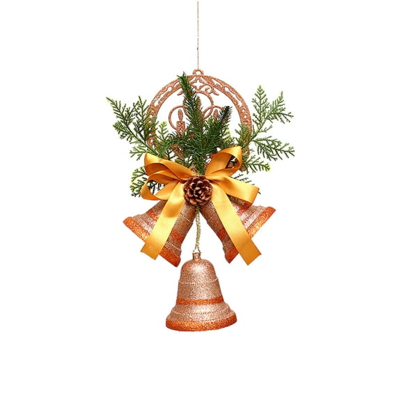 CuiLiyq Christmas Tree Decoration Bell, Plastic Bell String With Bowtie Pine Cones Pine Needles Decoration, For Home Holiday Wedding Party Decoration And Christmas Gifts