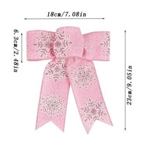 CuiLiyq Christmas Tree Decoration Ribbon Bowknot, 5 PCS 9" x 7" Large Bowknot With Snowflake Print, for Home Holiday Wedding Party Fireplace Wreath Decoration (D)