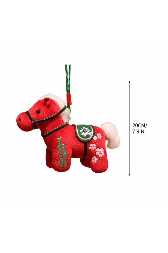 Christmas Tree Horse Pendant, 7.9 Inch Plush Pony Toy Decorations for Home Holiday Decor, Christmas Tree Hanging Pendants for Car Rearview Mirror Backpack Keychain (Red)