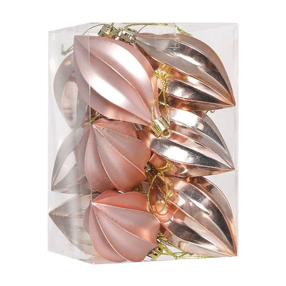 CuiLiyq Christmas Tree Ornaments, 12 PCS Plastic Starpeach Shaped Christmas Balls, For Family Festivals Wedding Party Ornaments and Christmas Gifts (Rose Gold)