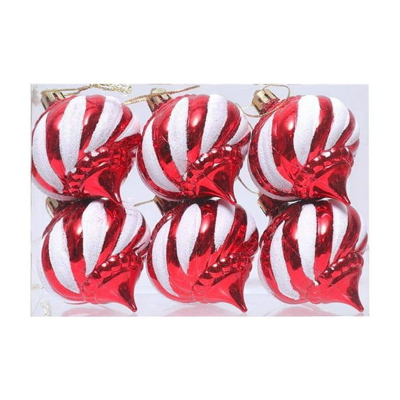 CuiLiyq Christmas Tree Ornaments, 6 PCS Plastic Shatter Resistant Irregular Shaped Christmas Balls Decoration, For Family Festivals Wedding Party Ornaments and Christmas Gifts (White, Red)