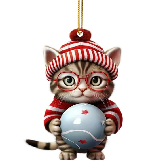CuiLiyq Christmas Tree Ornaments, Acrylic Christmas Hat Kitten Pendant, For Family Festivals Wedding Party Ornaments and Christmas Gifts