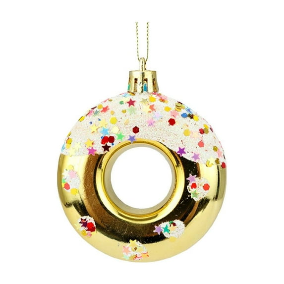 CuiLiyq Christmas Tree Ornaments, Artificial Donut Pendants, Christmas Decorations Outdoor Indoor Wall and Xmas Tree Ornaments for Xmas Party Supplies Favors (Gold)