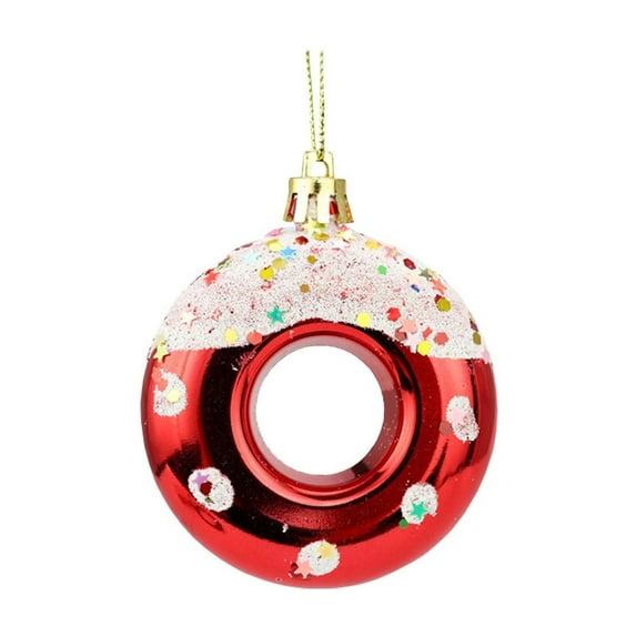 CuiLiyq Christmas Tree Ornaments, Artificial Donut Pendants, Christmas Decorations Outdoor Indoor Wall and Xmas Tree Ornaments for Xmas Party Supplies Favors (Red)