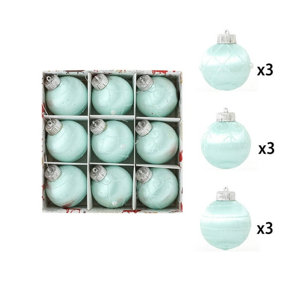 CuiLiyq Christmas Tree Ornaments Set, 9 PCS Assorted Shatterproof Hanging Balls Decorations, 3.15 Inch Plastic Christmas Bulbs for Home Holiday Party Decor (Light Blue)