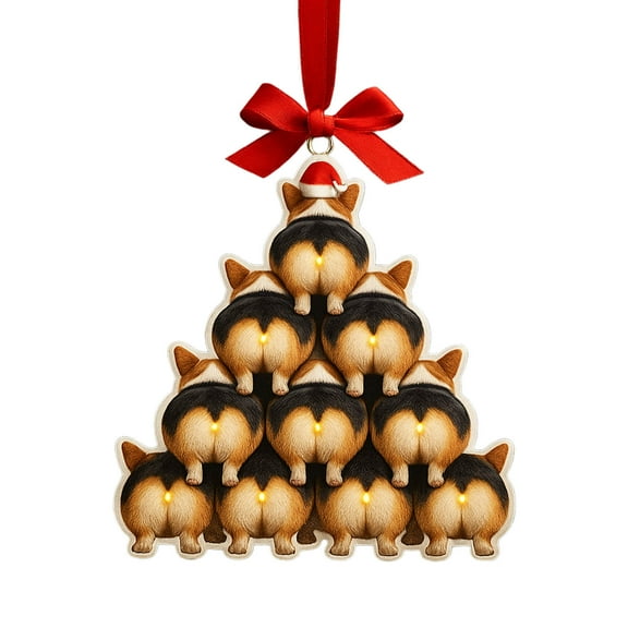 CuiLiyq Christmas Tree Pendant, 2D Acrylic Dog Stacking Christmas Tree Shaped Pendant, For Holiday Indoor Outdoor Family Party Ornament