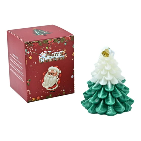 CuiLiyq Christmas Tree Shaped Candle, 3.5 Inch Scented Tree Shaped Candle with Bell, for Home Gift Christmas Party Holiday Decoration (Army Green)