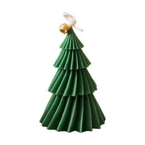 CuiLiyq Christmas Tree Shaped Candles, Holiday Decorative Candles with Bells, Winter Table Decor, Christmas Desktop Ornaments (Green)