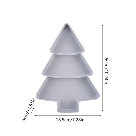 CuiLiyq Christmas Tree Snack Tray Set of 2, Gray Plastic Divided Serving Plates for Holiday Parties, Candy, Nuts, Fruits and Appetizers, Christmas Tree Shaped Platters for Entertaining (Gray)