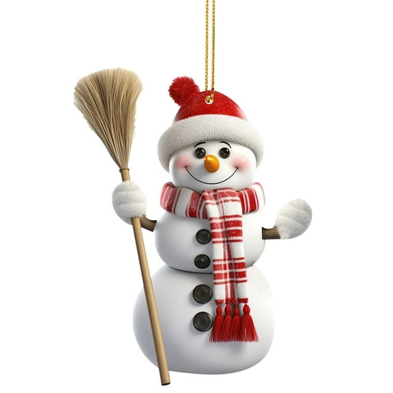 CuiLiyq Christmas Tree Snowman Hanging Ornament, Acrylic Cute Small Xmas Decorations with String, for Party Presents DIY Craft Winter Outdoor Snowman Decor