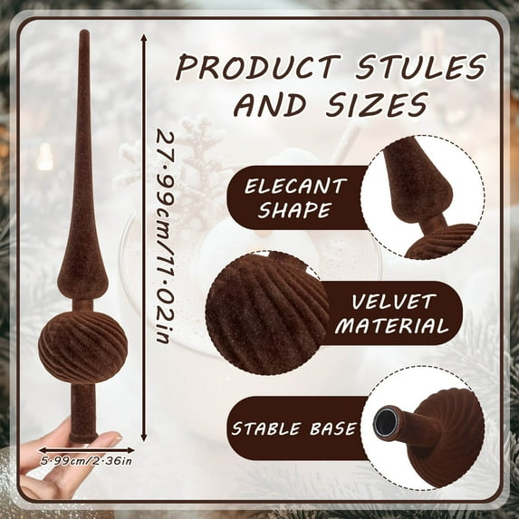 CuiLiyq Christmas Tree Top Decoration, 11 Inch Plastic Flocking Retro Christmas Tree Decoration, for Home Xmas Holiday Party Decorations (Brown)