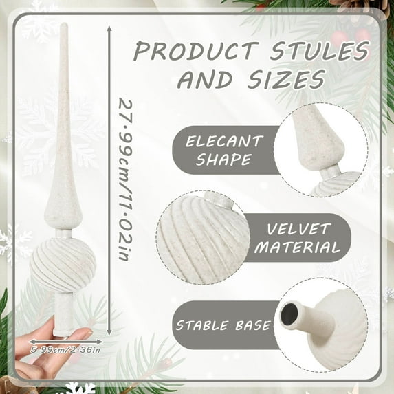 CuiLiyq Christmas Tree Top Decoration, 11 Inch Plastic Flocking Retro Christmas Tree Decoration, for Home Xmas Holiday Party Decorations (White)