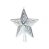 CuiLiyq Christmas Tree Topper, 7" x 5.7" Glitter Tree Topper, Xmas Shatterproof Mini Hollow Tree Star Decorations, Waterproof Star Topper Decor for Home Holiday Outdoor Ornament (Silver)