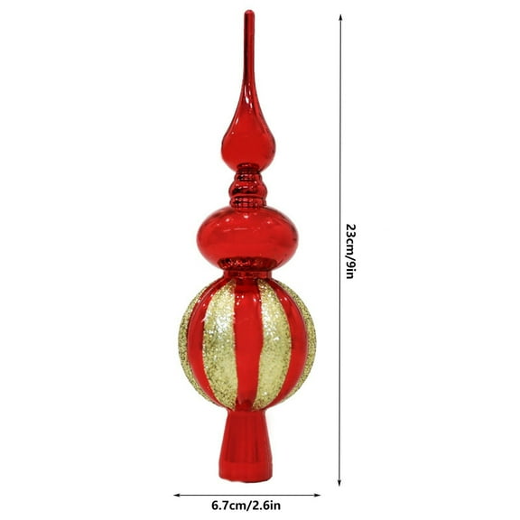 CuiLiyq Christmas Tree Topper, Christmas Star Tree Topper, Spherical Xmas Tree Ornaments, 3 Tier Treetop Decoration Classic Holiday Party Decor (Red)