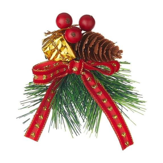 CuiLiyq Christmas Velvet Bow with Pine Cones Pine Needles, Xmas Ribbon Bow Christmas Tree Decoration Bows, for Christmas Parties Indoor Outdoor Crafts DIY Decor