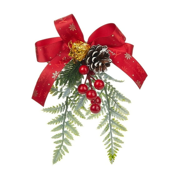 CuiLiyq Christmas Velvet Bow with Pine Cones Pine Needles, Xmas Ribbon Bow Christmas Tree Decoration Bows, for Christmas Parties Indoor Outdoor Crafts DIY Decor