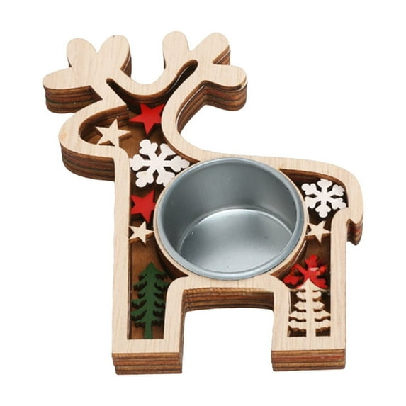 CuiLiyq Christmas Wooden Candlesticks Decoration, Santa Reindeer Shape Candlesticks for Table Mini Centrepiece Decor, for Home Holiday Party Ornament (Reindeer)