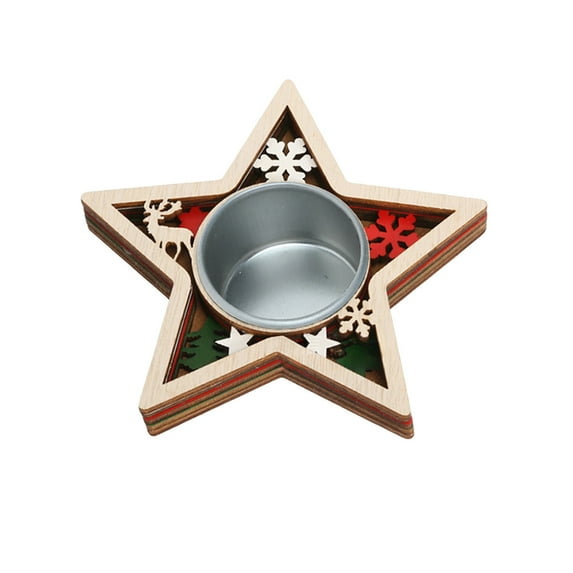 CuiLiyq Christmas Wooden Candlesticks Decoration, Xmas Star Shape Candlesticks for Table Mini Centrepiece Decor, for Home Holiday Party Ornament (Star)