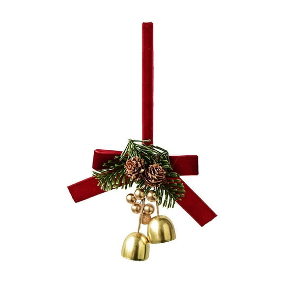 CuiLiyq Christmas Wreath Bowknot with Jingle Bells and Pinecone, Hanging Christmas Tree Topper Xmas Bowknot Pine Cones with Bell Pendant, Bowknot Ornament for Party Decoration (Red)