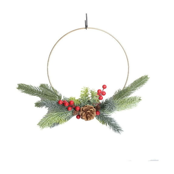 CuiLiyq Christmas Wreath, Metal Wall Mounted Simulated Plant Decoration, Candle Holder Wreath For Home Holiday Party Decoration