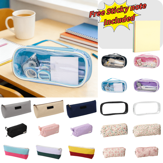 CuiLiyq Clear Transparent Pencil Case, Large Capacity Stationery Bag for Pen, Pencil, Marker Organization, Portable Makeup Organizer with Carry Handle