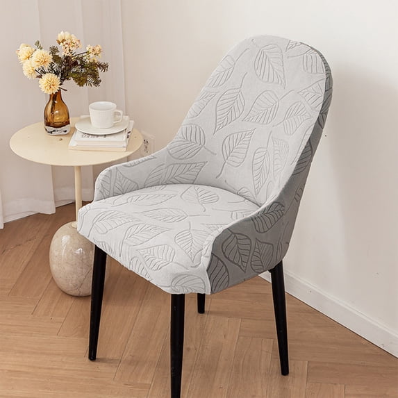CuiLiyq Curved Back Dining Chair Covers with Armrest, Stretch Accent Dining Room Chairs Covers Slipcovers with Arms, Office Desk Chair Covers, Swivel Armchair Cover Protector for Vanity (C)