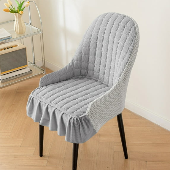CuiLiyq Curved Back Dining Chair Covers with Armrest, Stretch Accent Dining Room Chairs Covers Slipcovers with Arms, Office Desk Chair Covers, Swivel Armchair Cover Protector for Vanity (Gray)