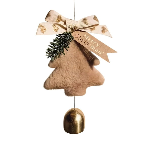 CuiLiyq Cute Christmas Tree Ornaments, Suede Christmas Tree Shaped Ornament With Bowknot And Bell, for Christmas Home Party Gifts (Brown)