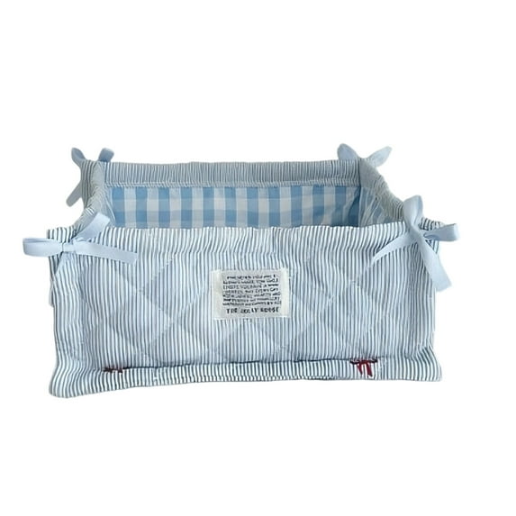 CuiLiyq Cute Storage Basket, Quilted Fabric Desktop Storage Basket for Home and Office, Folding Storage for Gifts Home Decoration, 11" x 7.7" x 5.5" (B)