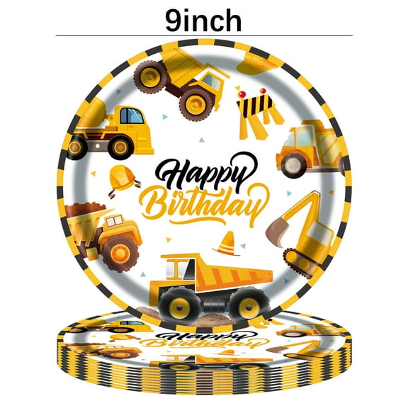 CuiLiyq Disposable Plates, Construction Birthday Party Supplies, Construction Themed Birthday Party Decorations