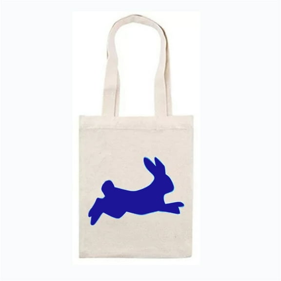 CuiLiyq Easter Bunny Canvas Gift Bag, 9 x 6.7 Inch Cotton Tote, Printed Rabbit Design, Candy Egg Carry Pouch, Party Favor, Easter Basket Stuffers (Blue)