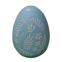 CuiLiyq Easter Decorative Easter Eggs, Resin Sculpture Easter Eggs With Carved Prints, for Easter Holiday Parties, Living Rooms, Bedrooms and Dining Tables Decoration, 3.3" x 5.3", Blue