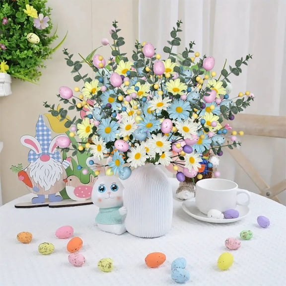 CuiLiyq Easter Egg Shaped Artificial Berry Stems Cutting DIY Pearlescent Bouquet Floral Arrangement Prop Spring Decor for Vase Display Table Centerpiece or Wedding Decor