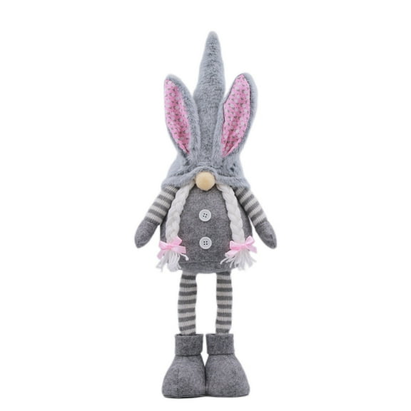 CuiLiyq Easter Gnomes Plush Decorations, Flocking Gnomes Figurine with Long Bunny Ear and Long Legs, Faceless Elf Dwarf for Holiday Party Decor, 7.87" x 21.26", Pink