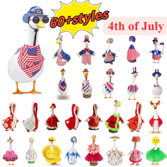 CuiLiyq Easter Goose Outfits Rabbit Style Dress Hat Set for 23 Inch Garden Statue Patio Porch Spring Holiday Decorations Outdoor Decor, Goose Outfit Lawn Porch Goose Clothes (Pink)