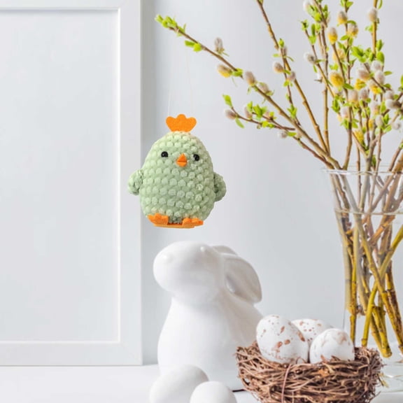 CuiLiyq Easter Plush Chick Decoration, 1 Pcs 3D Mini Cartoon Chick Doll, Tabletop Or Shelf Accents for Home Holiday Decor and Seasonal Party Display, 3.15" x 3.15", Green