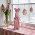 thumbnail image 1 of CuiLiyq Easter Table Decoration, Flocked Bunnies Figurine with Bowtie Spring Table Centerpieces, Flocking Rabbit Tabletop Ornament Cute Bunny Figurines for Spring Home Office Indoor Party (Red), 1 of 6