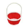 thumbnail image 1 of CuiLiyq Easter Woven Basket with Handles, Round Mini Plastic Basket Bin, Empty Gift Basket Small Storage Organizer for Easter Egg Hunt, Party Treats Picnic and Favors, 5.12" x 2.76", Red, 1 of 6