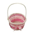 thumbnail image 1 of CuiLiyq Easter Woven Basket with Handles, Round Mini Plastic Basket Bin, Empty Gift Basket Small Storage Organizer for Easter Egg Hunt, Party Treats Picnic and Favors, 6.3" x 3.15", Pink, 1 of 6