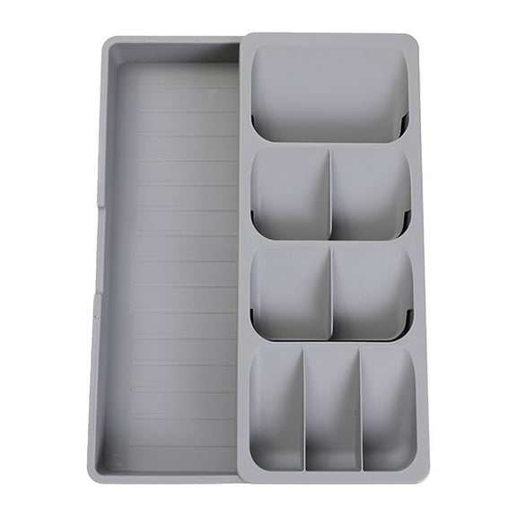 CuiLiyq Expandable Silverware Organizer, Cutlery Organizer, Kitchen Utensil Drawer Organizer, Adjustable Silverware Holder for Spoons Forks Knives, 15.94" x 6.49", Gray