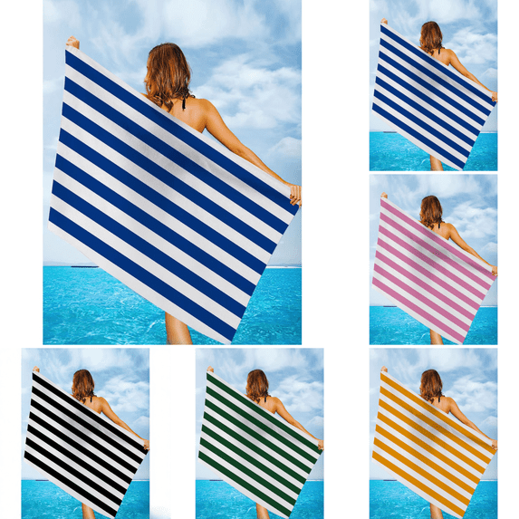 CuiLiyq Extra Large Beach Towel, Oversized Microfiber Beach Towel 59.8" x 27.5", Striped Lightweight Pool Towel, Swim Travel Towel for Adults Mens Women, Blue
