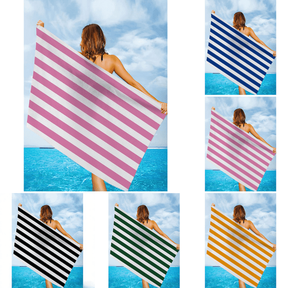 CuiLiyq Extra Large Beach Towel, Oversized Microfiber Beach Towel 59.8" x 27.5", Striped Lightweight Pool Towel, Swim Travel Towel for Adults Mens Women, Pink