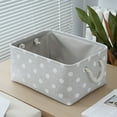 thumbnail image 1 of CuiLiyq Fabric Storage Basket, Foldable for Home Clothing Toys Miscellaneous Organizer Closet Shelf Laundry Bin, White Polka Dot Print Storage Basket, Gray Large, 1 of 6
