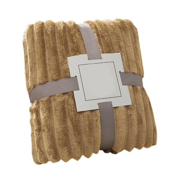 CuiLiyq Flannel Fleece Blanket, Cozy Soft Bedding Blankets, Fluffy Striped Throw Blanket, Comfy Warm Plush Lightweight Throws for All Seasons Home Office Camping Use (39.37" x 27.56", Khaki)